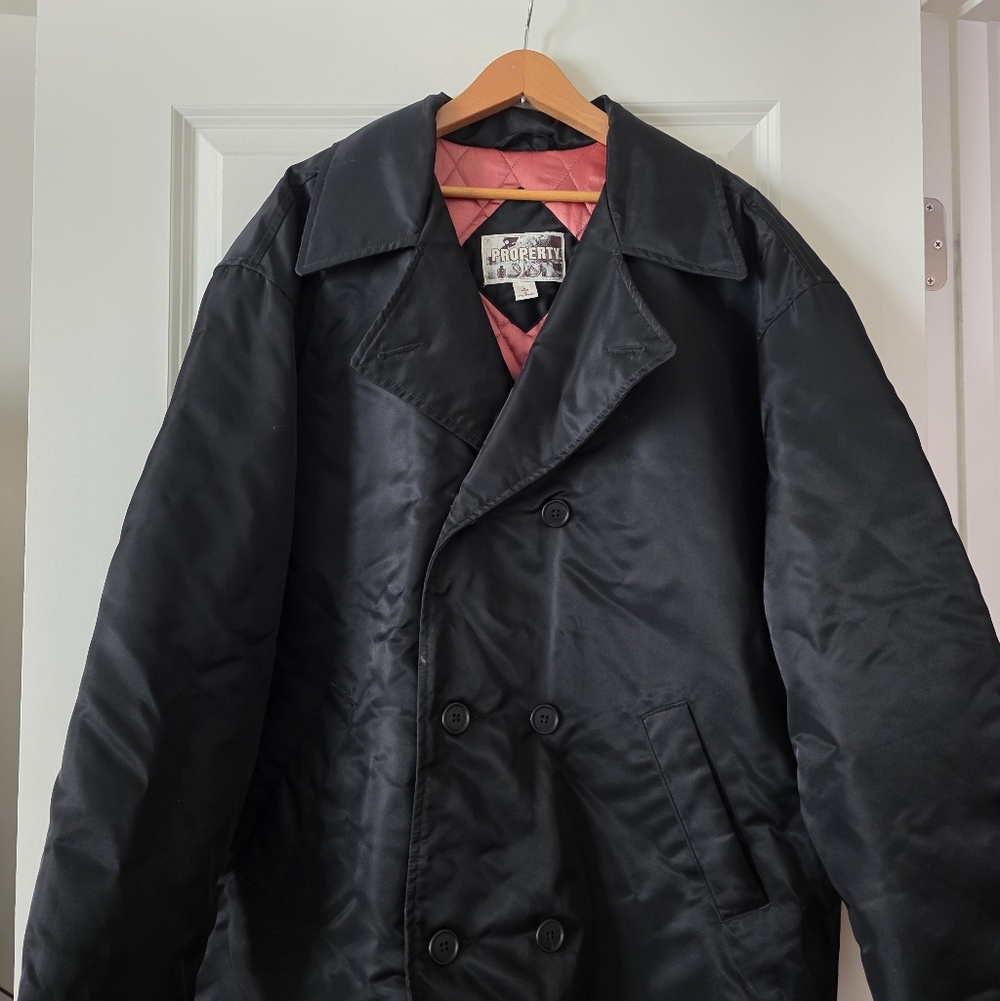 Vintage Property Peacoat Mens L Nylon Dark Academia Business Goth 80s/90s